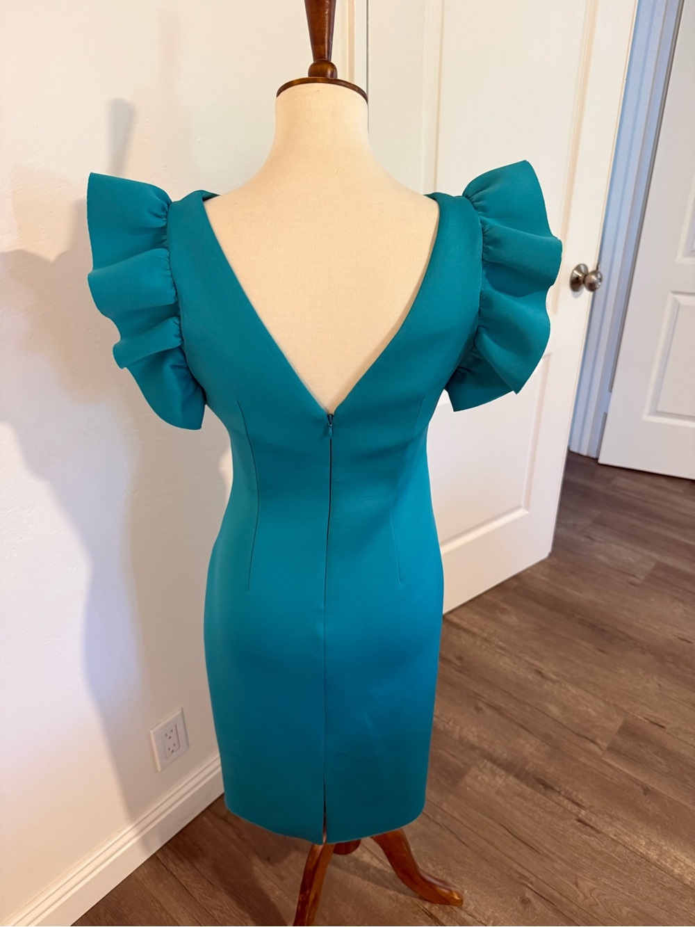 Eliza J Teal Ruffle Sleeve Midi Dress - Picture 5 of 8